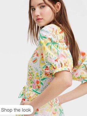 Roller Rabbit x Target White Multi Floral Puff-Sleeve Maxi Dress